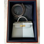 Kelly Mini 19cm three tone Epsom T0 Mist Blue/0L Cumulus Cloud Grey